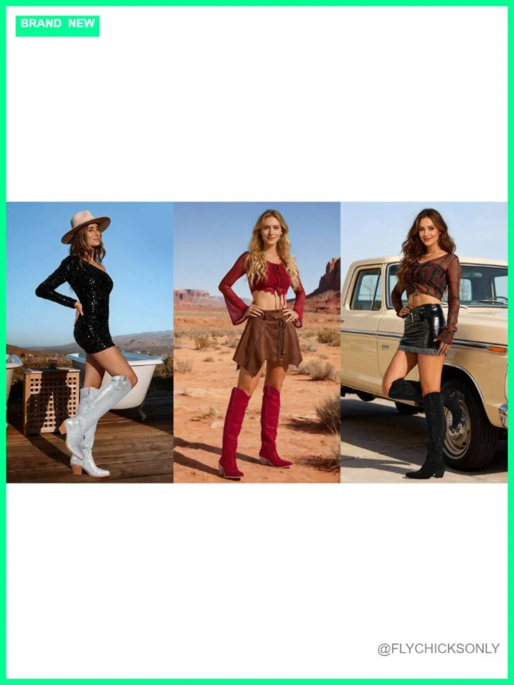 Rhinestone Cowgirl Boots Over the Knee Pointed Toe Block Heel Western